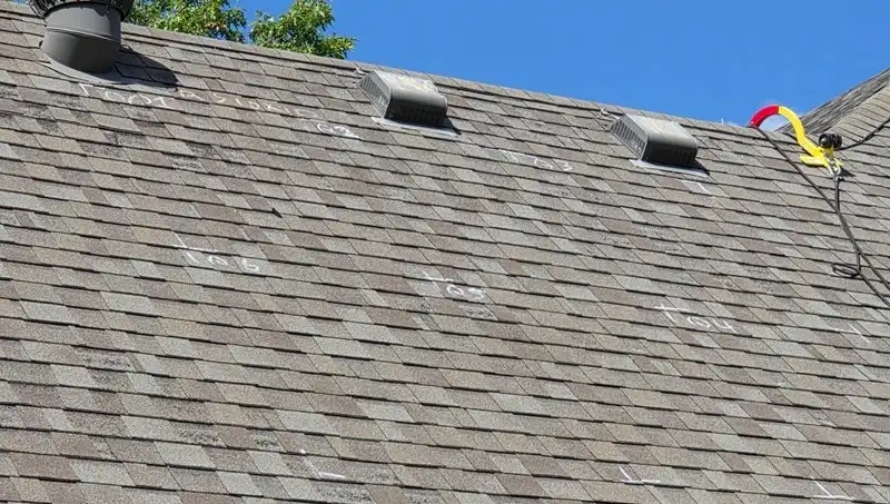 Patriot Claims ladder assist specialist ascending roof during insurance property inspection at PLRB preview